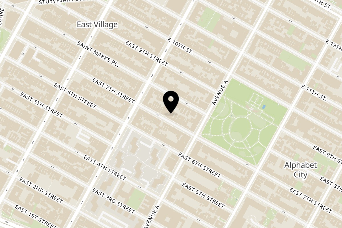 Map showing the location of Ladybird on 111 E 7th St in New York